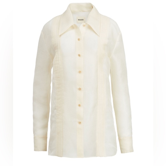 KHAITE The Noir Silk Shirt in Cream - Picture 10 of 10